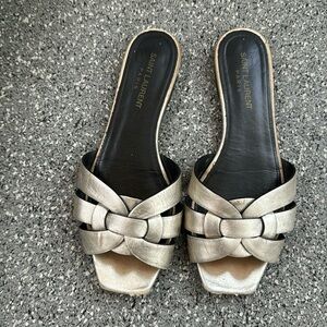 Saint Laurent Tribute Flat Sandal - Gold 37.5